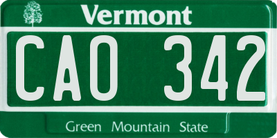 VT license plate CAO342