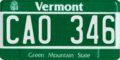 VT license plate CAO346