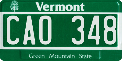VT license plate CAO348