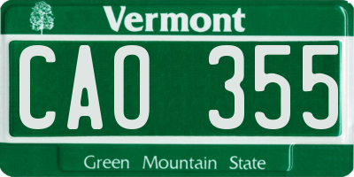 VT license plate CAO355