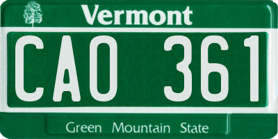 VT license plate CAO361