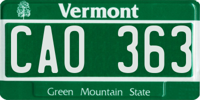 VT license plate CAO363