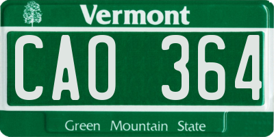 VT license plate CAO364