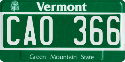 VT license plate CAO366