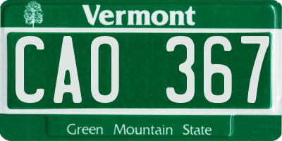 VT license plate CAO367