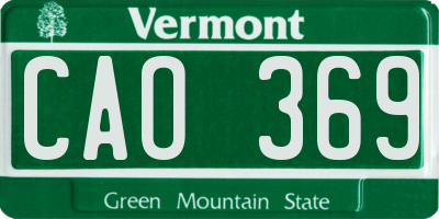 VT license plate CAO369