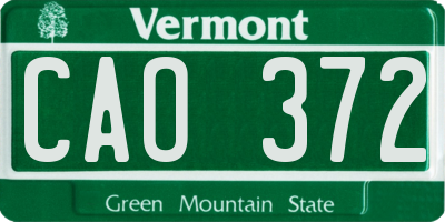 VT license plate CAO372
