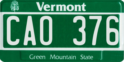 VT license plate CAO376
