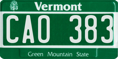 VT license plate CAO383