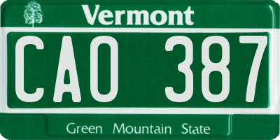 VT license plate CAO387