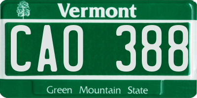 VT license plate CAO388