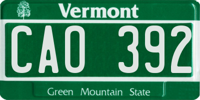 VT license plate CAO392