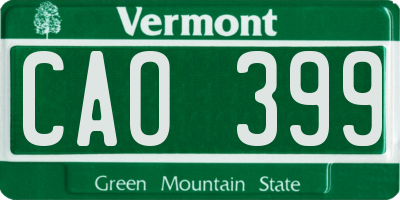 VT license plate CAO399