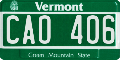 VT license plate CAO406