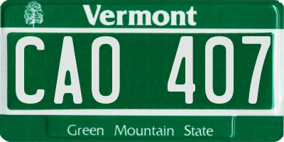 VT license plate CAO407