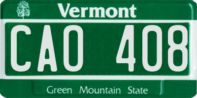 VT license plate CAO408