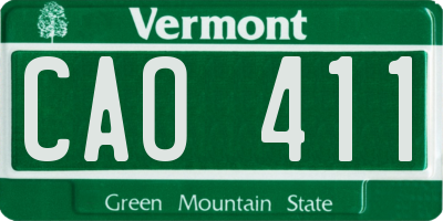 VT license plate CAO411