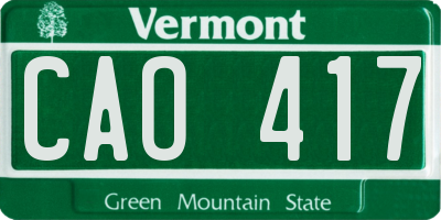 VT license plate CAO417