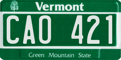 VT license plate CAO421