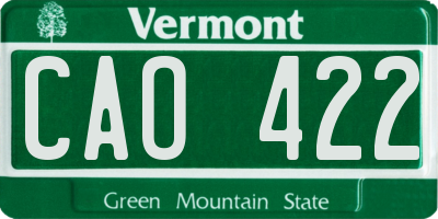 VT license plate CAO422