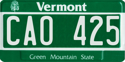 VT license plate CAO425