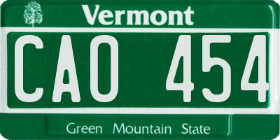 VT license plate CAO454