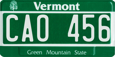 VT license plate CAO456
