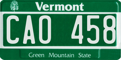 VT license plate CAO458