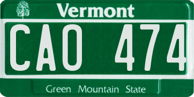 VT license plate CAO474