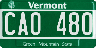 VT license plate CAO480