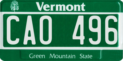 VT license plate CAO496
