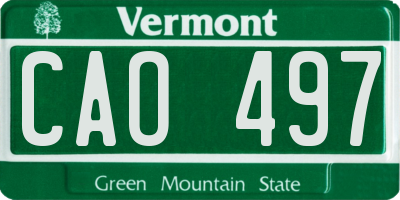 VT license plate CAO497