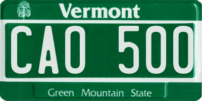 VT license plate CAO500