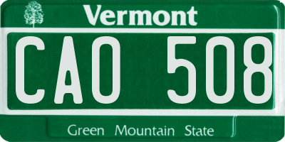 VT license plate CAO508