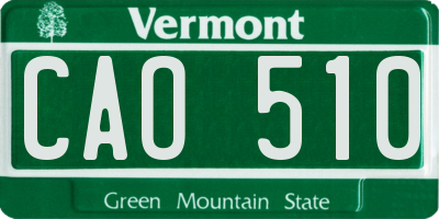 VT license plate CAO510