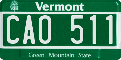 VT license plate CAO511