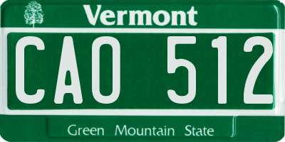 VT license plate CAO512