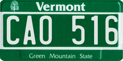 VT license plate CAO516