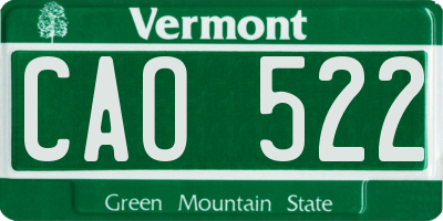 VT license plate CAO522