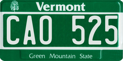 VT license plate CAO525