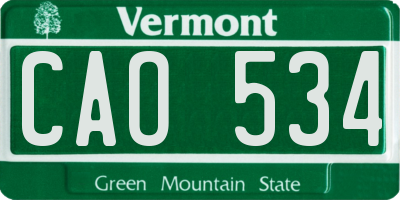 VT license plate CAO534