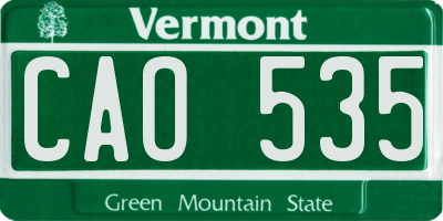 VT license plate CAO535