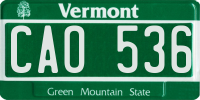 VT license plate CAO536