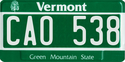 VT license plate CAO538