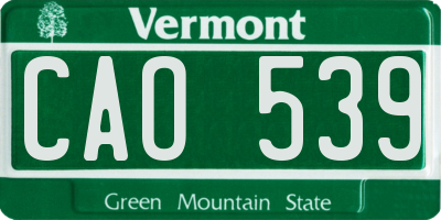 VT license plate CAO539