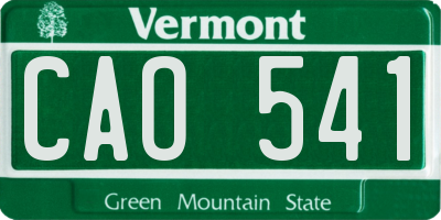 VT license plate CAO541