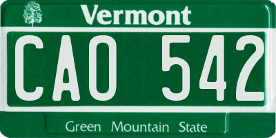 VT license plate CAO542