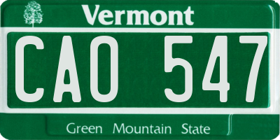 VT license plate CAO547
