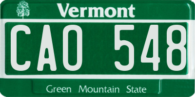 VT license plate CAO548