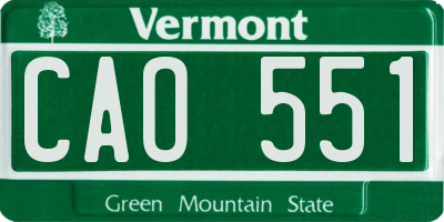 VT license plate CAO551